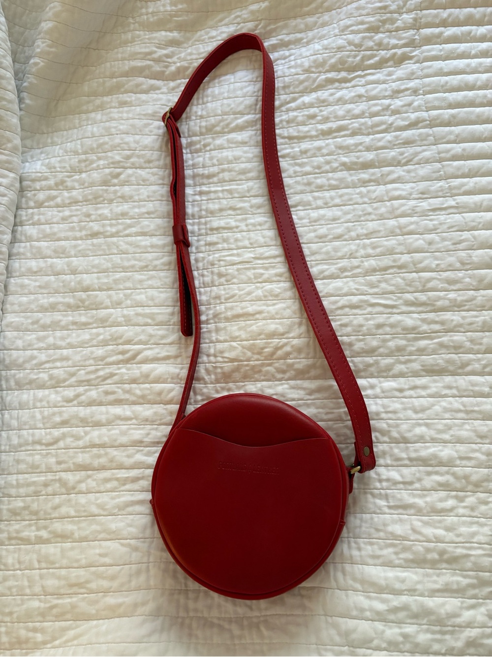 Portland Leather Red Round Crossbody Bag